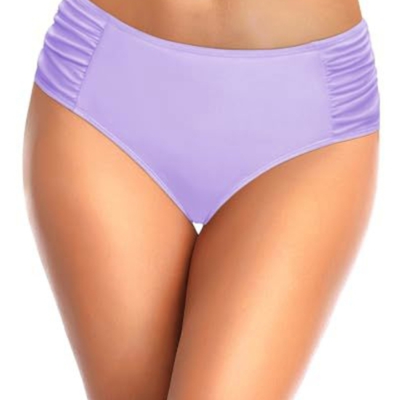 Lavender High-Waist Bikini with Ruched Sides, New, Hygeinc Liner, Size XL - Picture 1 of 3